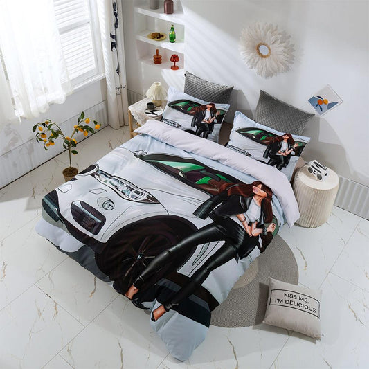3D Beauty Car Quilt Cover Set Bedding Set Duvet Cover Pillowcases 66