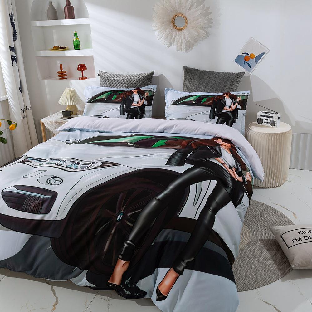 3D Beauty Car Quilt Cover Set Bedding Set Duvet Cover Pillowcases 66