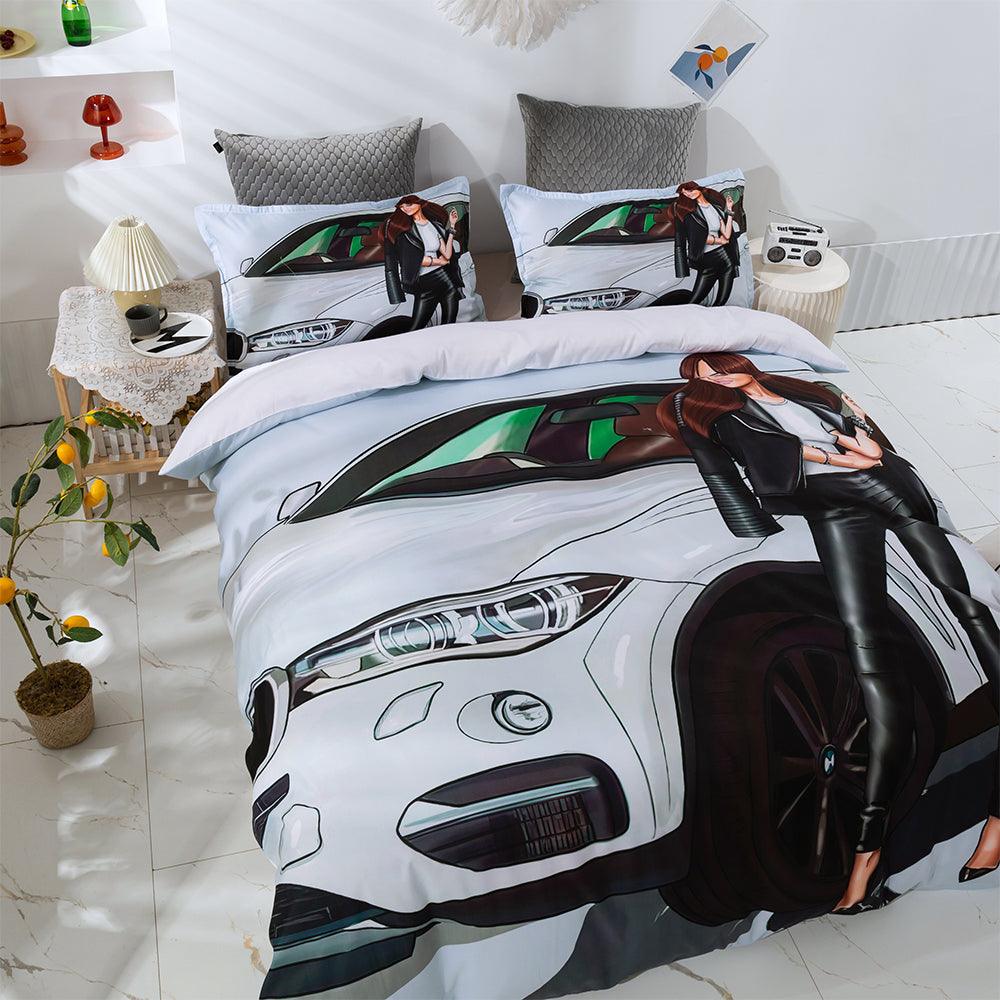 3D Beauty Car Quilt Cover Set Bedding Set Duvet Cover Pillowcases 66