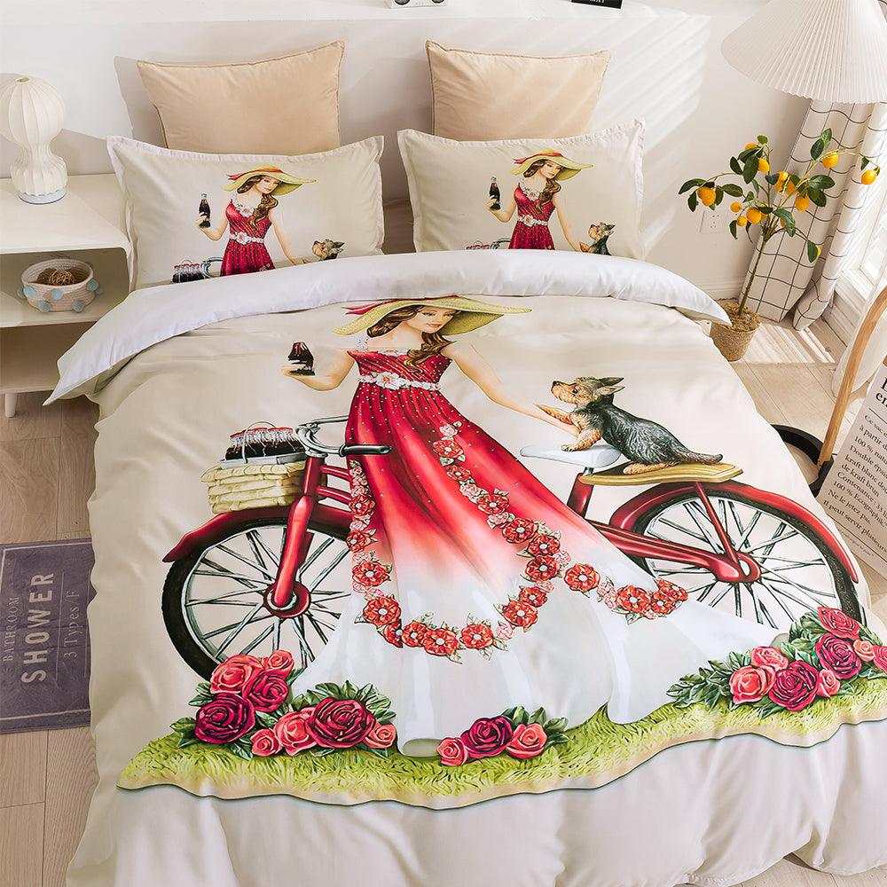 3D Beauty Bike Quilt Cover Set Bedding Set Duvet Cover Pillowcases 68