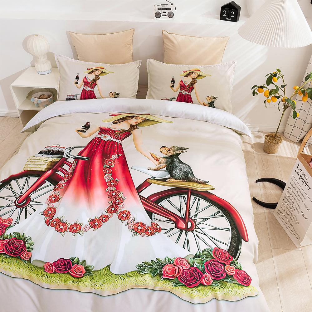 3D Beauty Bike Quilt Cover Set Bedding Set Duvet Cover Pillowcases 68