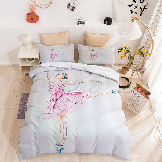 3D Cartoon Ballet Girl Quilt Cover Set Bedding Set Duvet Cover Pillowcases 72