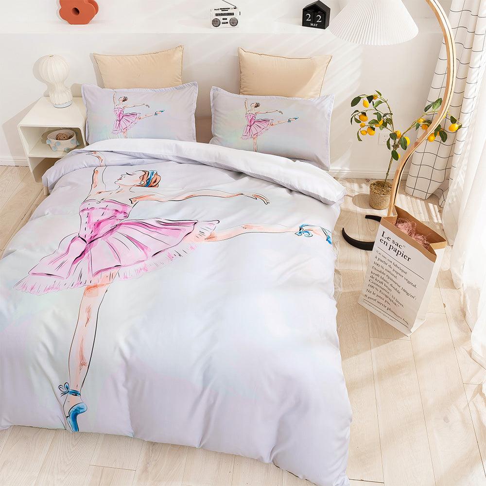 3D Cartoon Ballet Girl Quilt Cover Set Bedding Set Duvet Cover Pillowcases 72