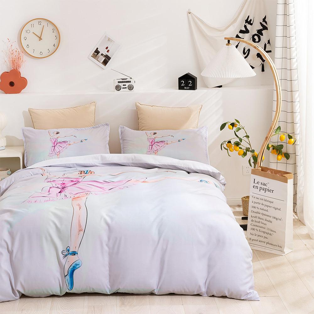 3D Cartoon Ballet Girl Quilt Cover Set Bedding Set Duvet Cover Pillowcases 72