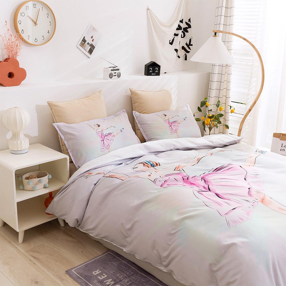 3D Cartoon Ballet Girl Quilt Cover Set Bedding Set Duvet Cover Pillowcases 72