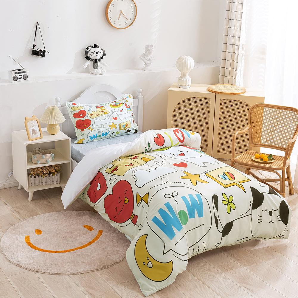 3D Cartoon Animal Cat Kids Quilt Cover Set Bedding Set Duvet Cover Pillowcases 372