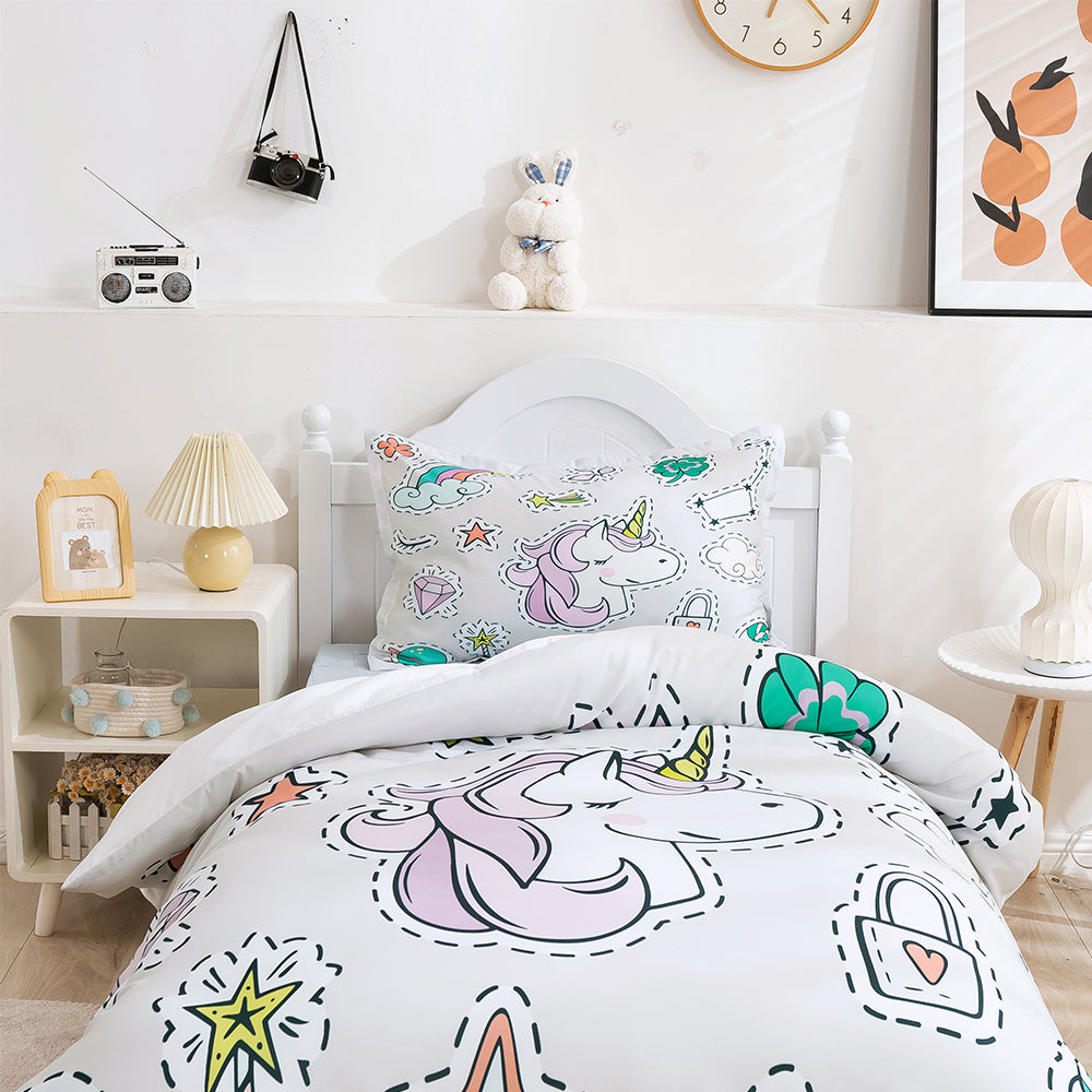 3D Cartoon Animal Unicorn Star Quilt Cover Set Bedding Set Duvet Cover Pillowcases 374