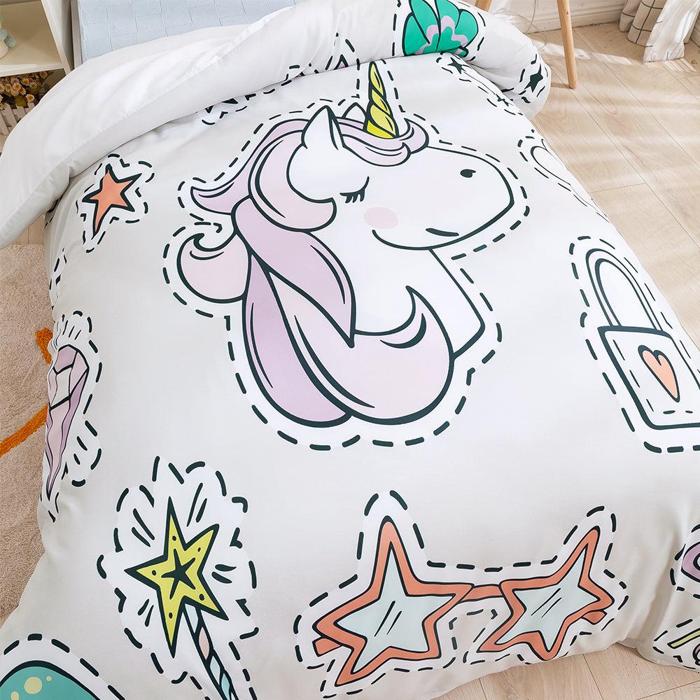 3D Cartoon Animal Unicorn Star Quilt Cover Set Bedding Set Duvet Cover Pillowcases 374