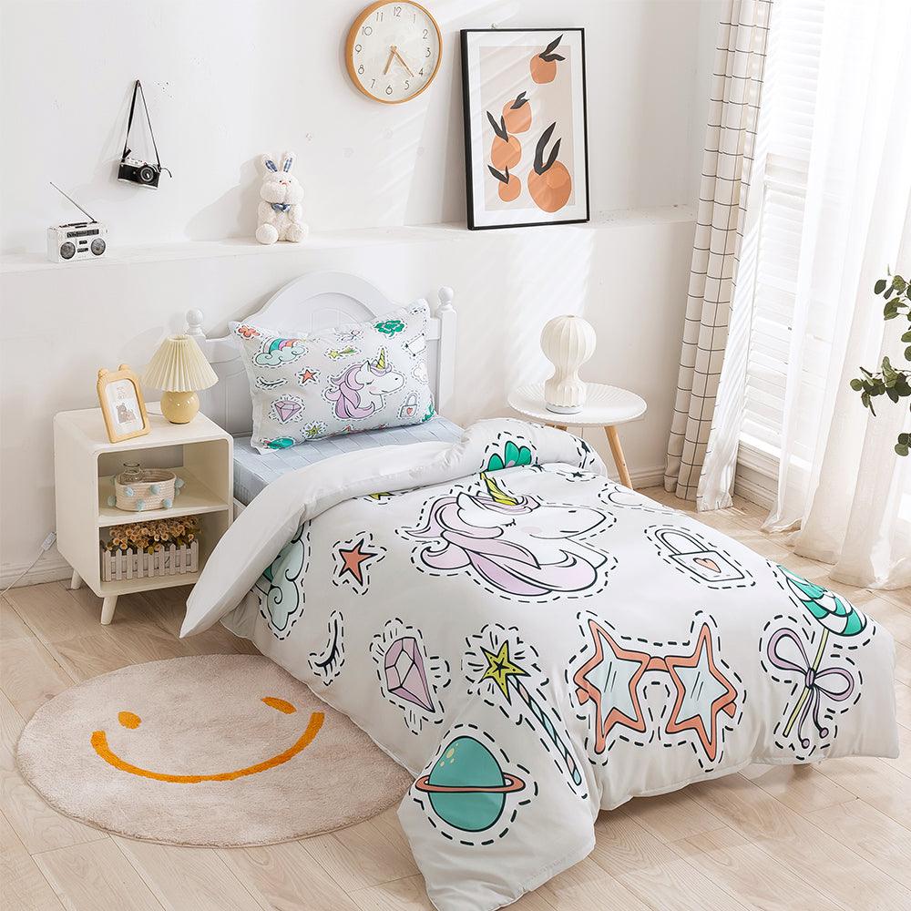 3D Cartoon Animal Unicorn Star Quilt Cover Set Bedding Set Duvet Cover Pillowcases 374