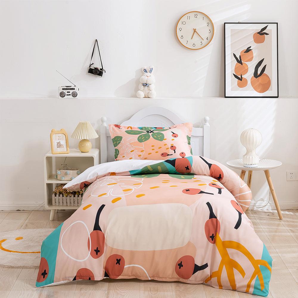 3D Cartoon Colored Leaf Fruit Quilt Cover Set Bedding Set Duvet Cover Pillowcases 382