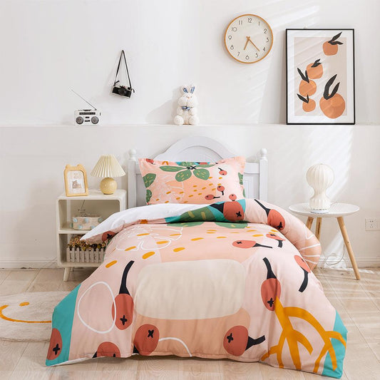 3D Cartoon Colored Leaf Fruit Quilt Cover Set Bedding Set Duvet Cover Pillowcases 382