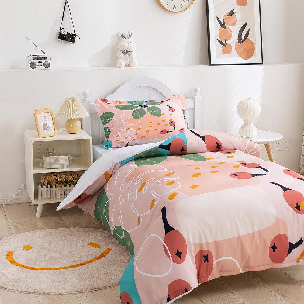 3D Cartoon Colored Leaf Fruit Quilt Cover Set Bedding Set Duvet Cover Pillowcases 382