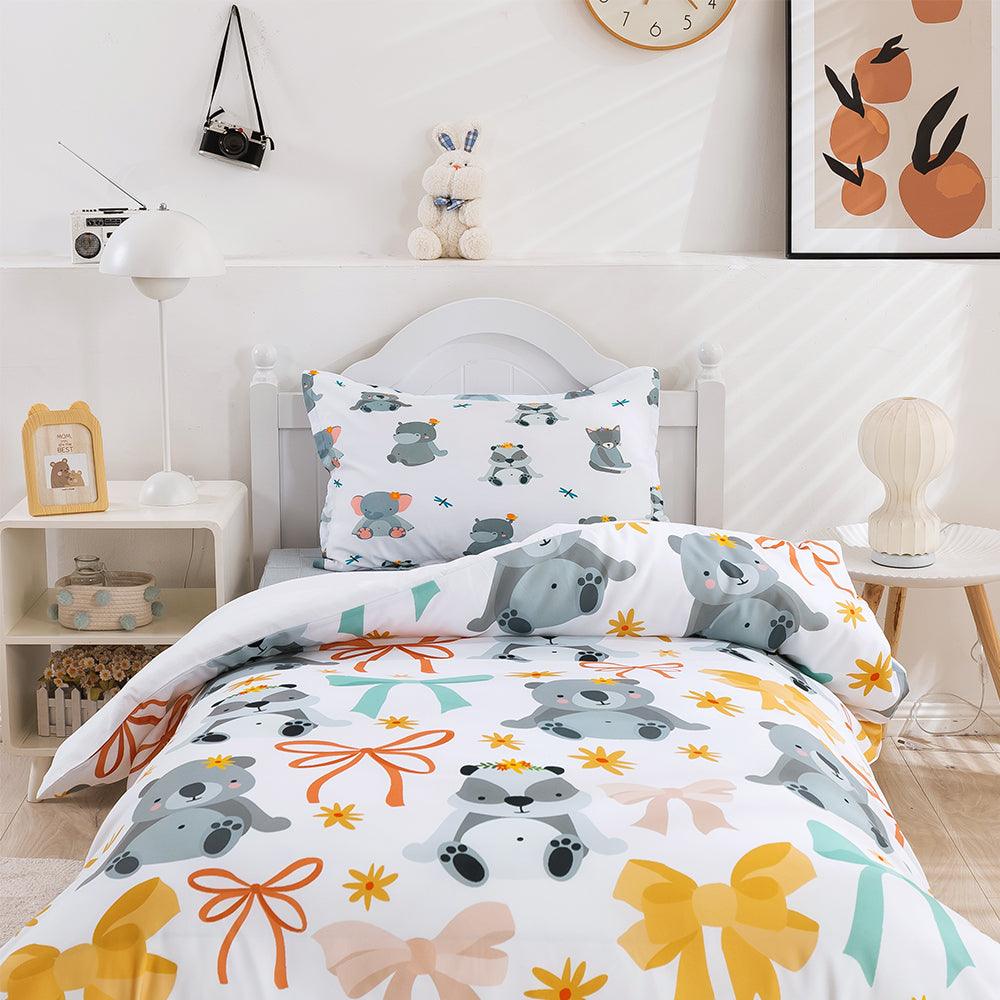 3D Cartoon Animal Koala Bow Quilt Cover Set Bedding Set Duvet Cover Pillowcases 385