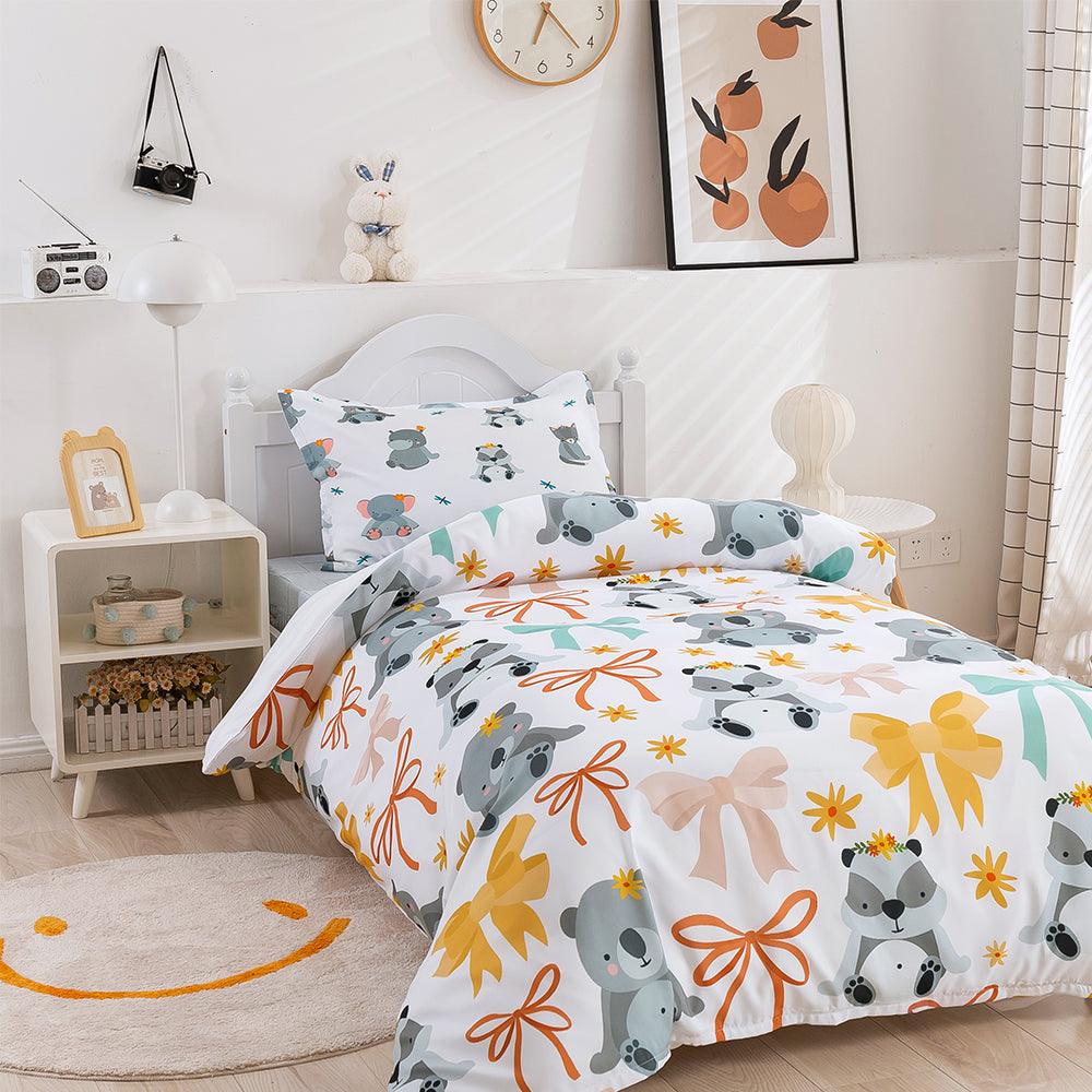3D Cartoon Animal Koala Bow Quilt Cover Set Bedding Set Duvet Cover Pillowcases 385