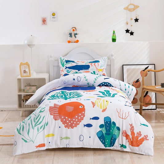3D Cartoon Colored Underwater World Quilt Cover Set Bedding Set Duvet Cover Pillowcases 387