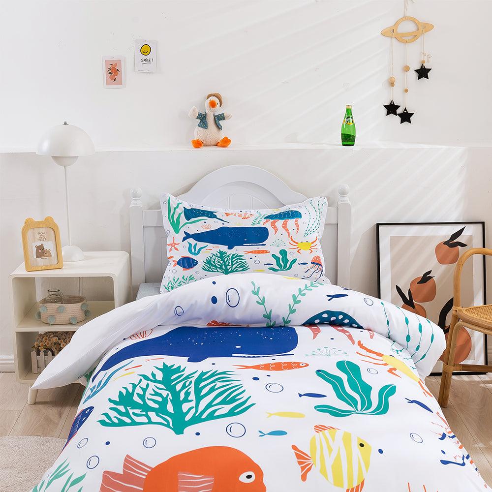 3D Cartoon Colored Underwater World Quilt Cover Set Bedding Set Duvet Cover Pillowcases 387