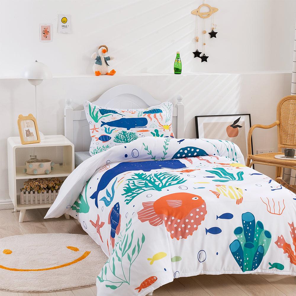 3D Cartoon Colored Underwater World Quilt Cover Set Bedding Set Duvet Cover Pillowcases 387