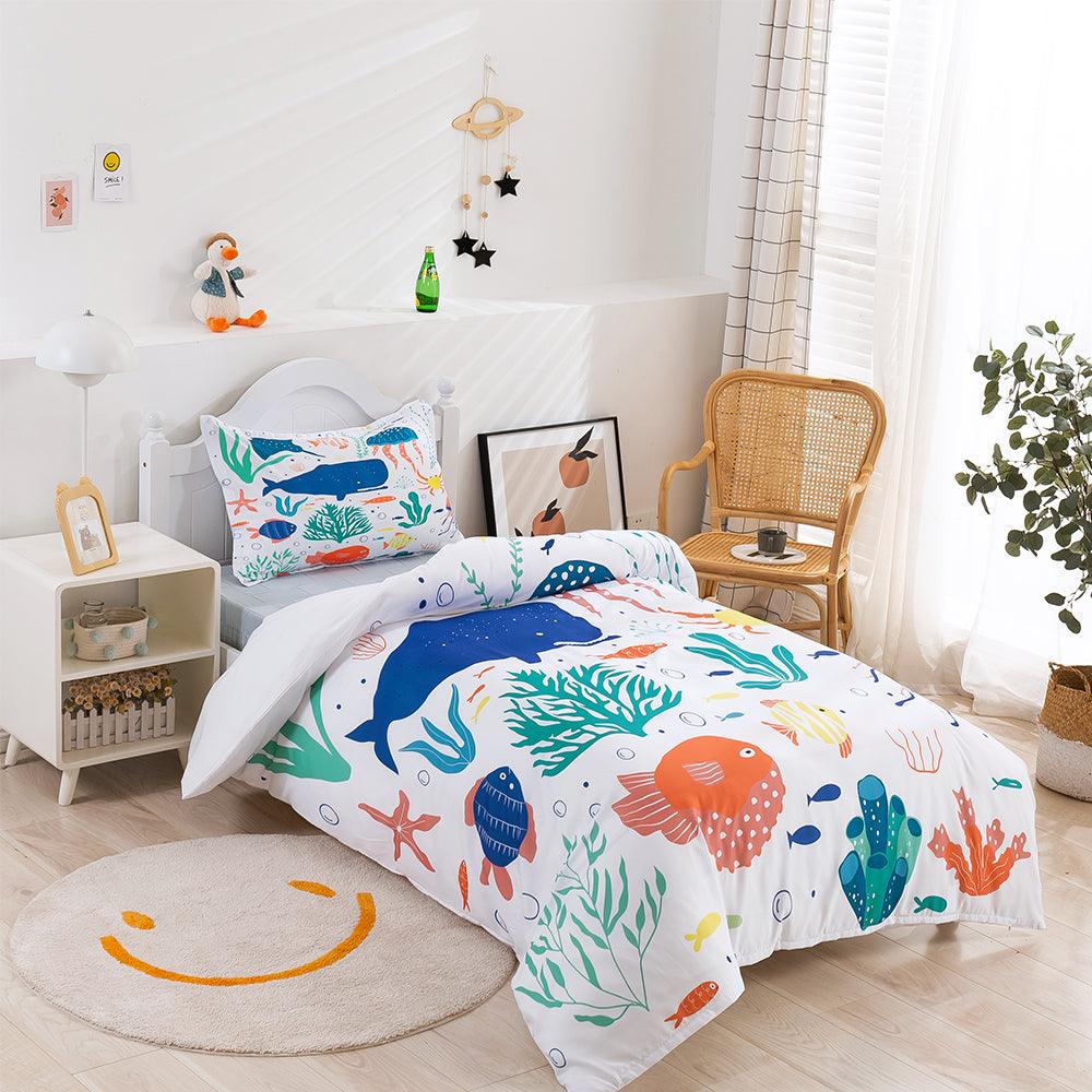 3D Cartoon Colored Underwater World Quilt Cover Set Bedding Set Duvet Cover Pillowcases 387
