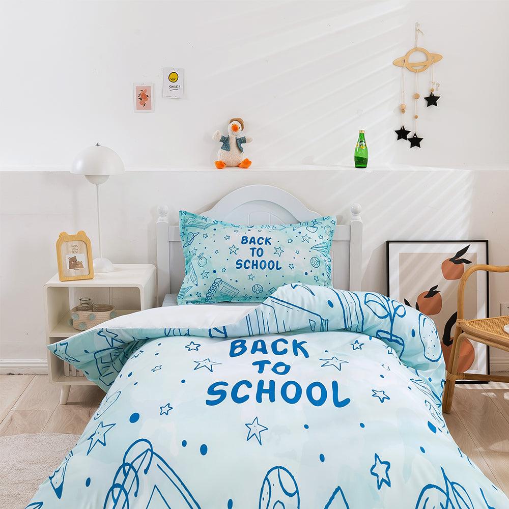 3D Cartoon Blue Learning School Supplies Quilt Cover Set Bedding Set Duvet Cover Pillowcases 389