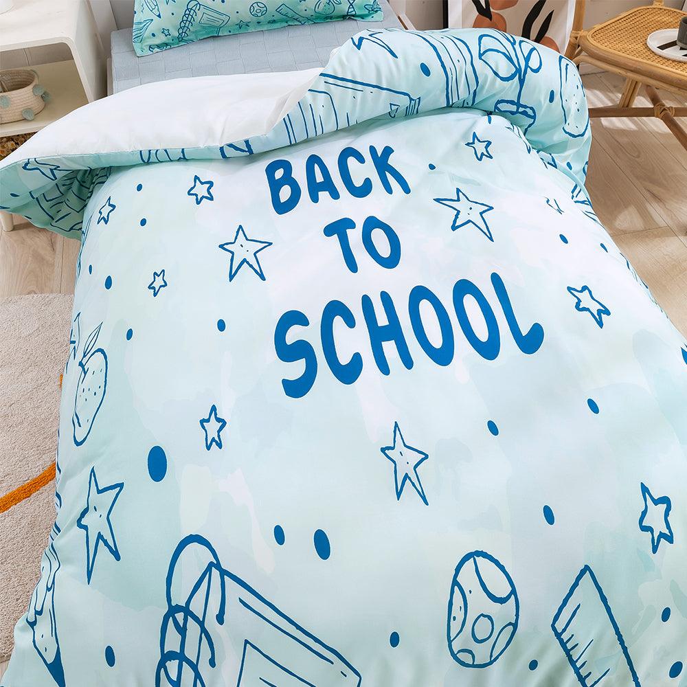 3D Cartoon Blue Learning School Supplies Quilt Cover Set Bedding Set Duvet Cover Pillowcases 389