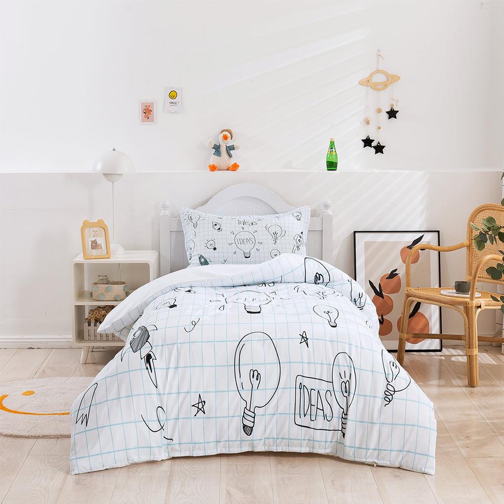 3D Cartoon Light Bulb Idea Quilt Cover Set Bedding Set Duvet Cover Pillowcases 391