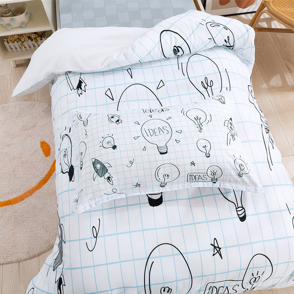 3D Bulb Rocket Hand Drawn Quilt Cover Set Bedding Set Duvet Cover Pillowcases 252