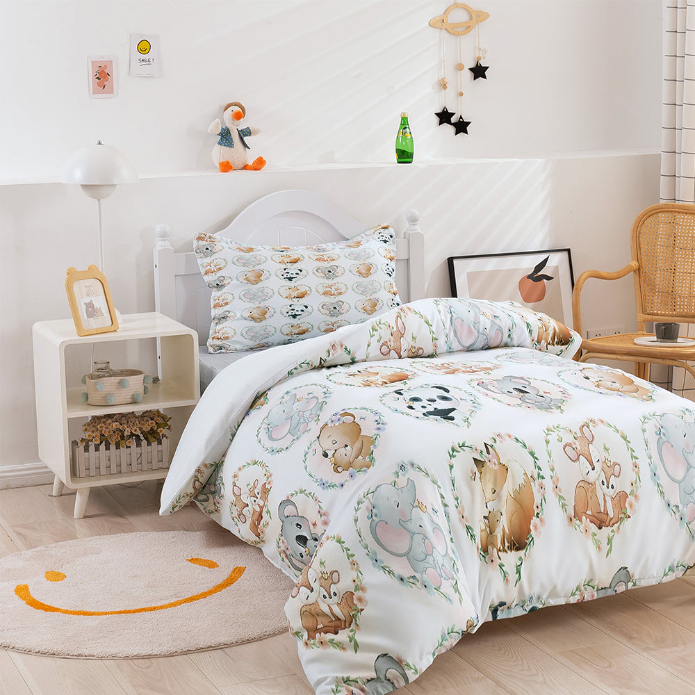 3D Bear Panda Koala Elephant Deer Fox Cartoon Quilt Cover Set Bedding Set Duvet Cover Pillowcases 255