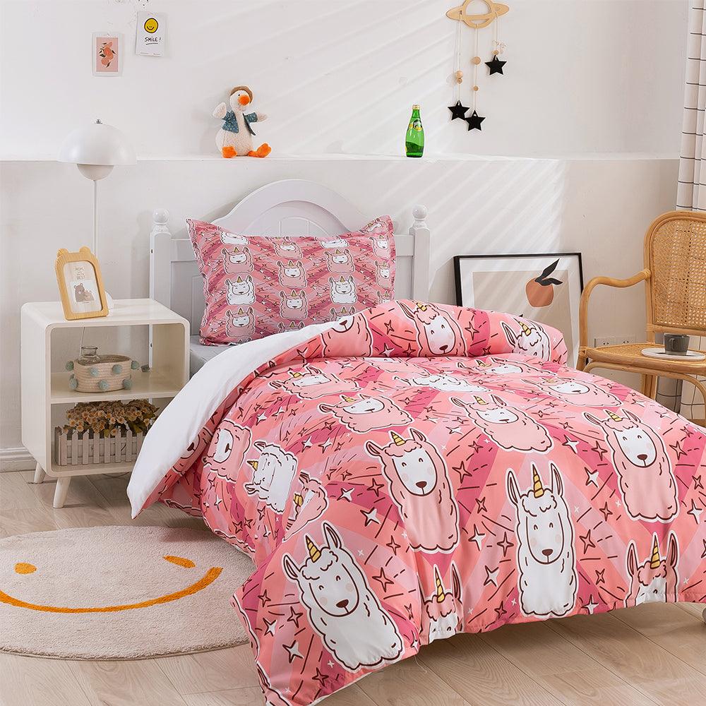 3D Cartoon Animal Sheep Pink Quilt Cover Set Bedding Set Duvet Cover Pillowcases 397