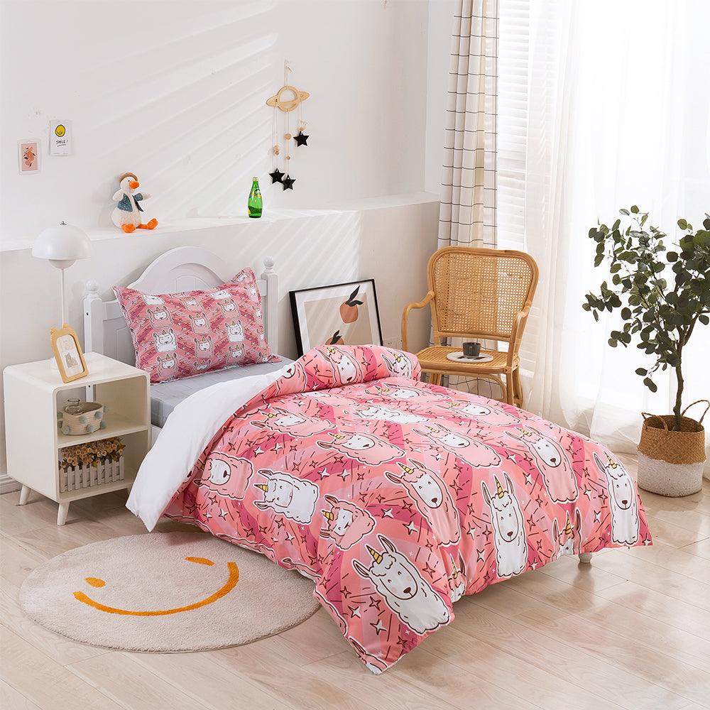 3D Cartoon Animal Sheep Pink Quilt Cover Set Bedding Set Duvet Cover Pillowcases 397