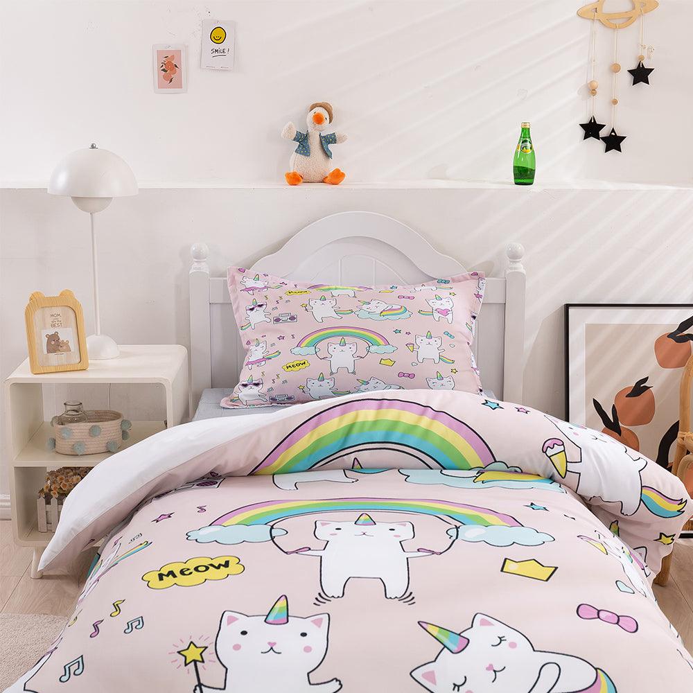 3D Cartoon Animal Unicorn Rainbow Quilt Cover Set Bedding Set Duvet Cover Pillowcases 398
