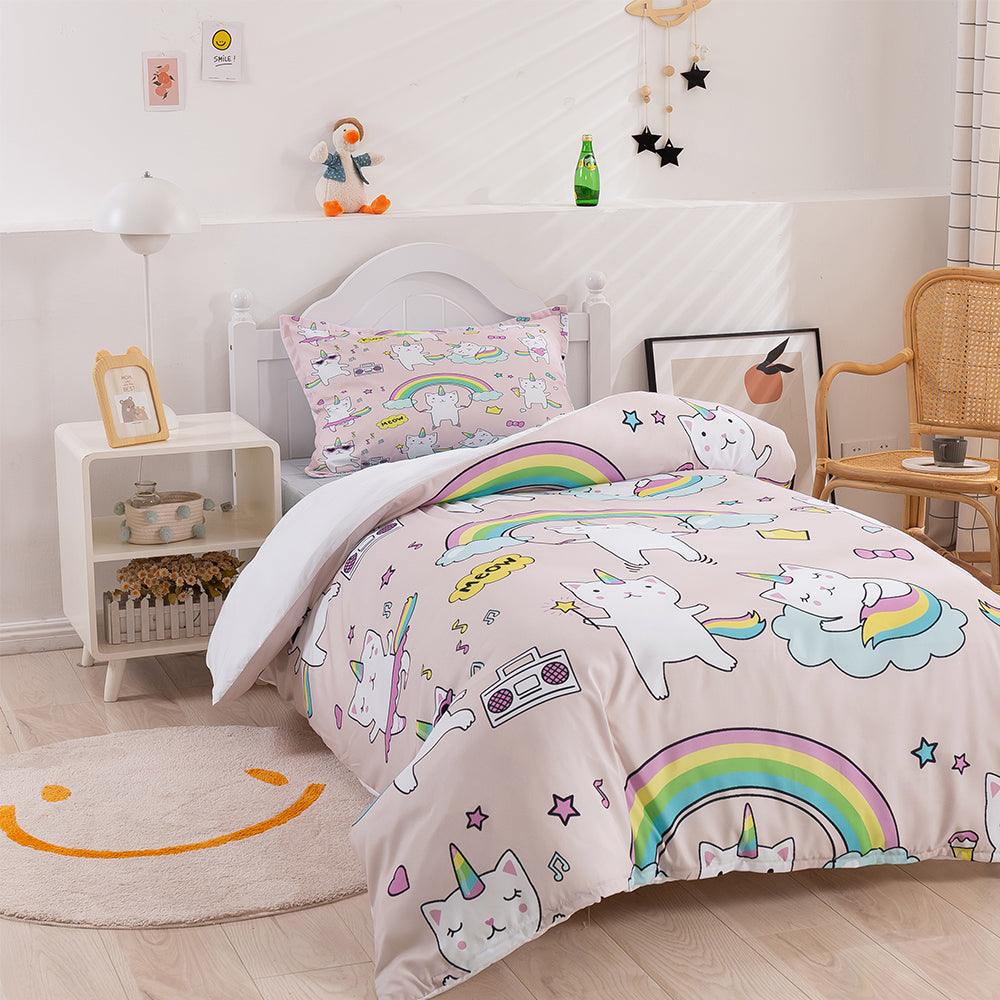 3D Cartoon Animal Unicorn Rainbow Quilt Cover Set Bedding Set Duvet Cover Pillowcases 398