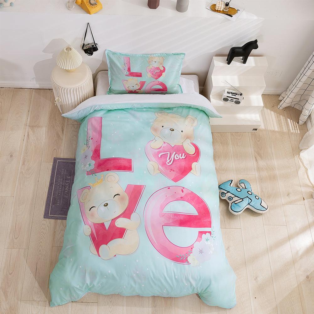 3D Cartoon Animal Bear Love Quilt Cover Set Bedding Set Duvet Cover Pillowcases 81