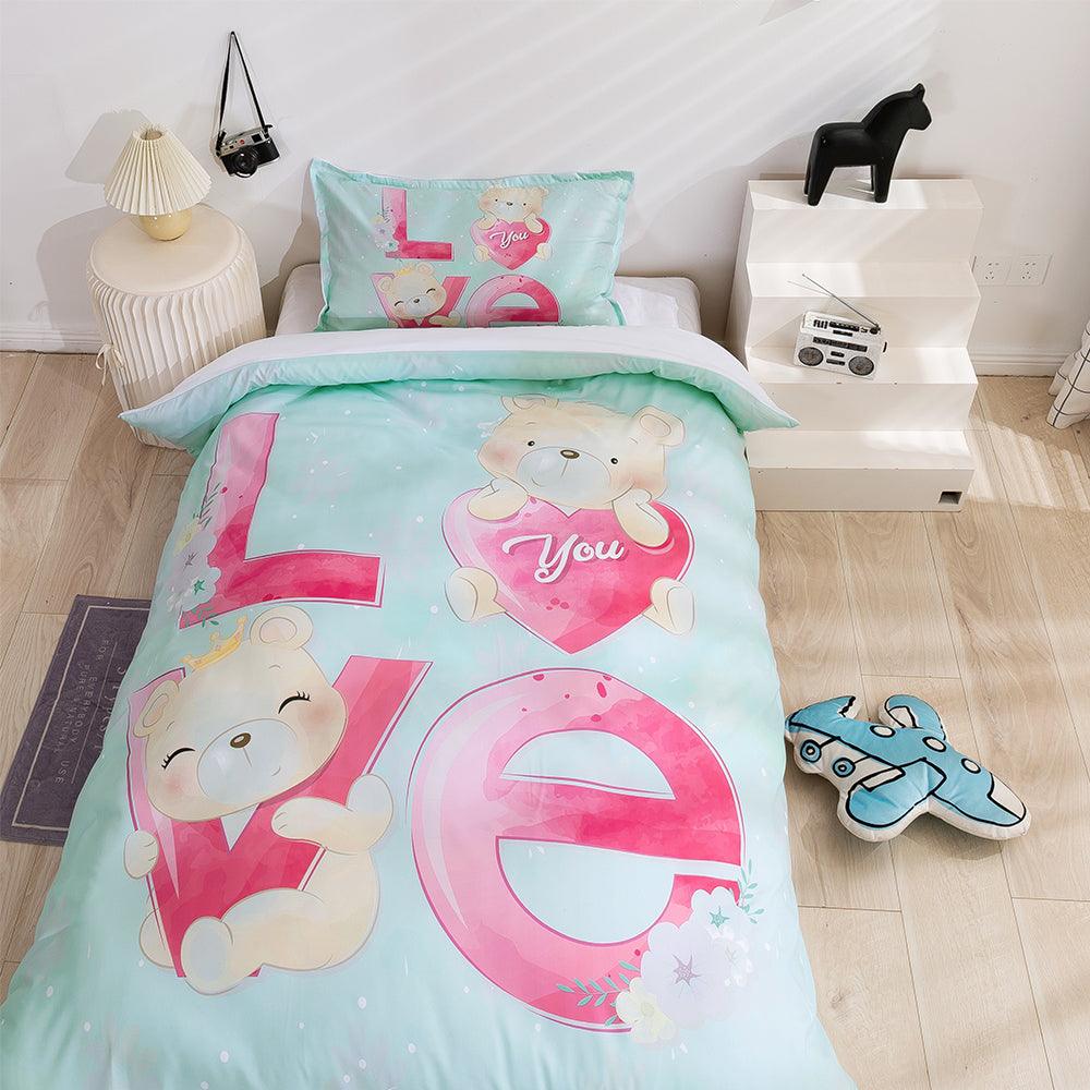 3D Cartoon Animal Bear Love Quilt Cover Set Bedding Set Duvet Cover Pillowcases 81