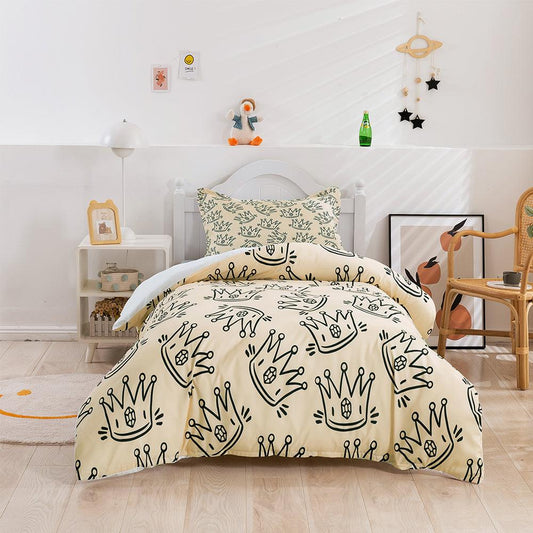 3D Cartoon Crown Pattern Quilt Cover Set Bedding Set Duvet Cover Pillowcases 394