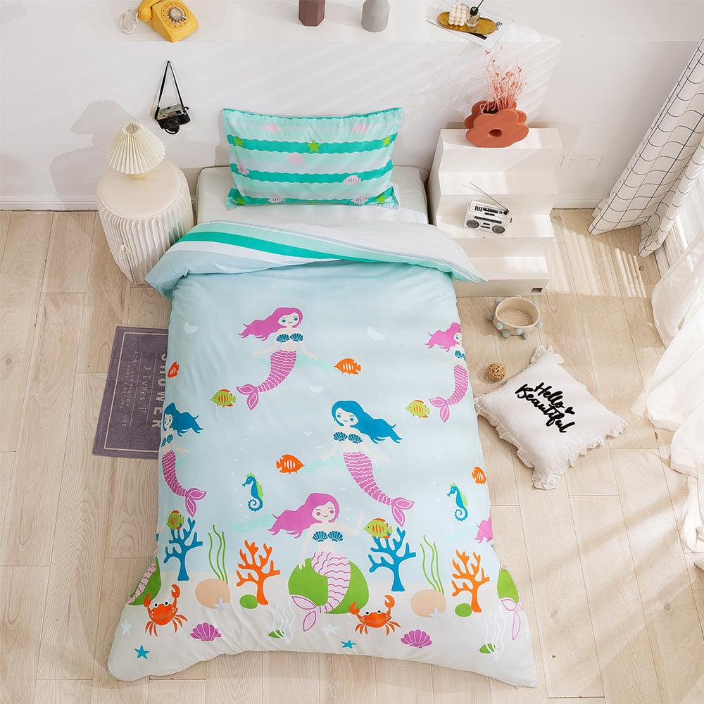 3D Cartoon Mermaid Coral Quilt Cover Set Bedding Set Duvet Cover Pillowcases 86