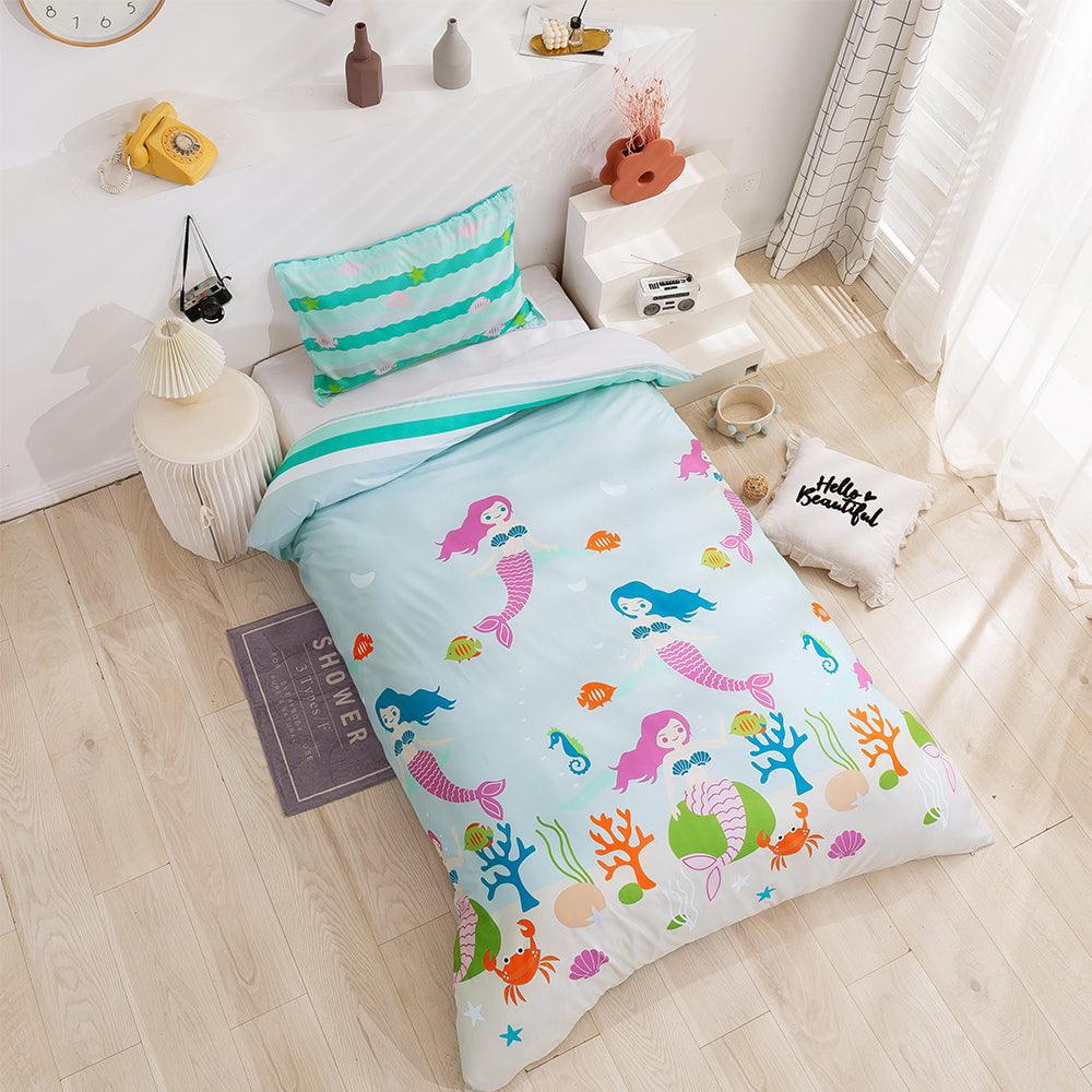 3D Cartoon Mermaid Coral Quilt Cover Set Bedding Set Duvet Cover Pillowcases 86
