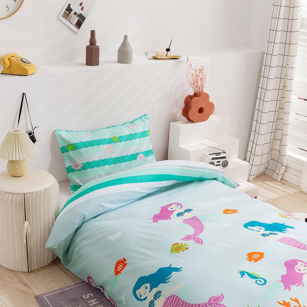3D Cartoon Mermaid Coral Quilt Cover Set Bedding Set Duvet Cover Pillowcases 86
