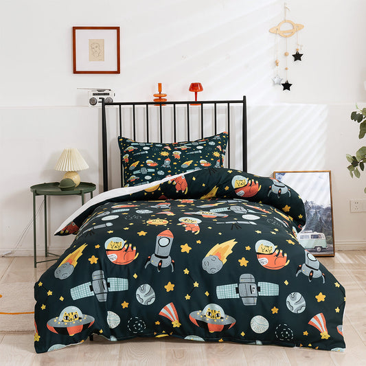 3D Aircraft Rocket Spaceman Planet Cartoon Pattern Quilt Cover Set Bedding Set Duvet Cover Pillowcases 266