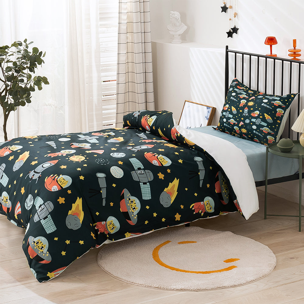 3D Aircraft Rocket Spaceman Planet Cartoon Pattern Quilt Cover Set Bedding Set Duvet Cover Pillowcases 266