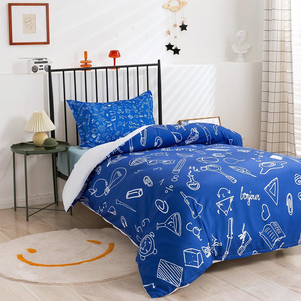 3D Cartoon Blue Chemistry Study Supplies Quilt Cover Set Bedding Set Duvet Cover Pillowcases 407