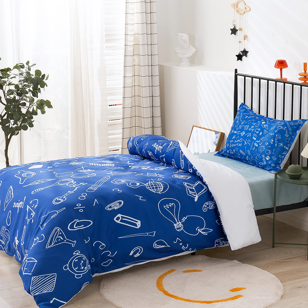 3D Blue Science Hand Drawn Quilt Cover Set Bedding Set Duvet Cover Pillowcases 267