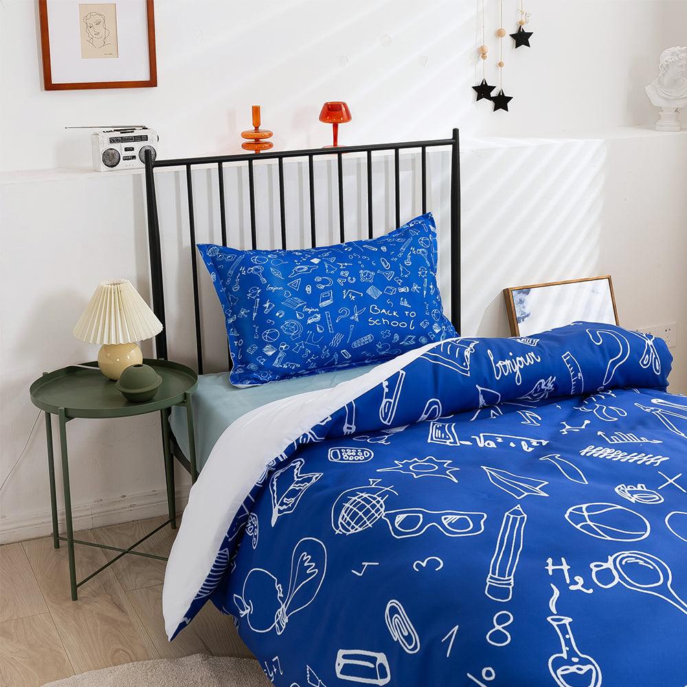 3D Cartoon Blue Chemistry Study Supplies Quilt Cover Set Bedding Set Duvet Cover Pillowcases 407