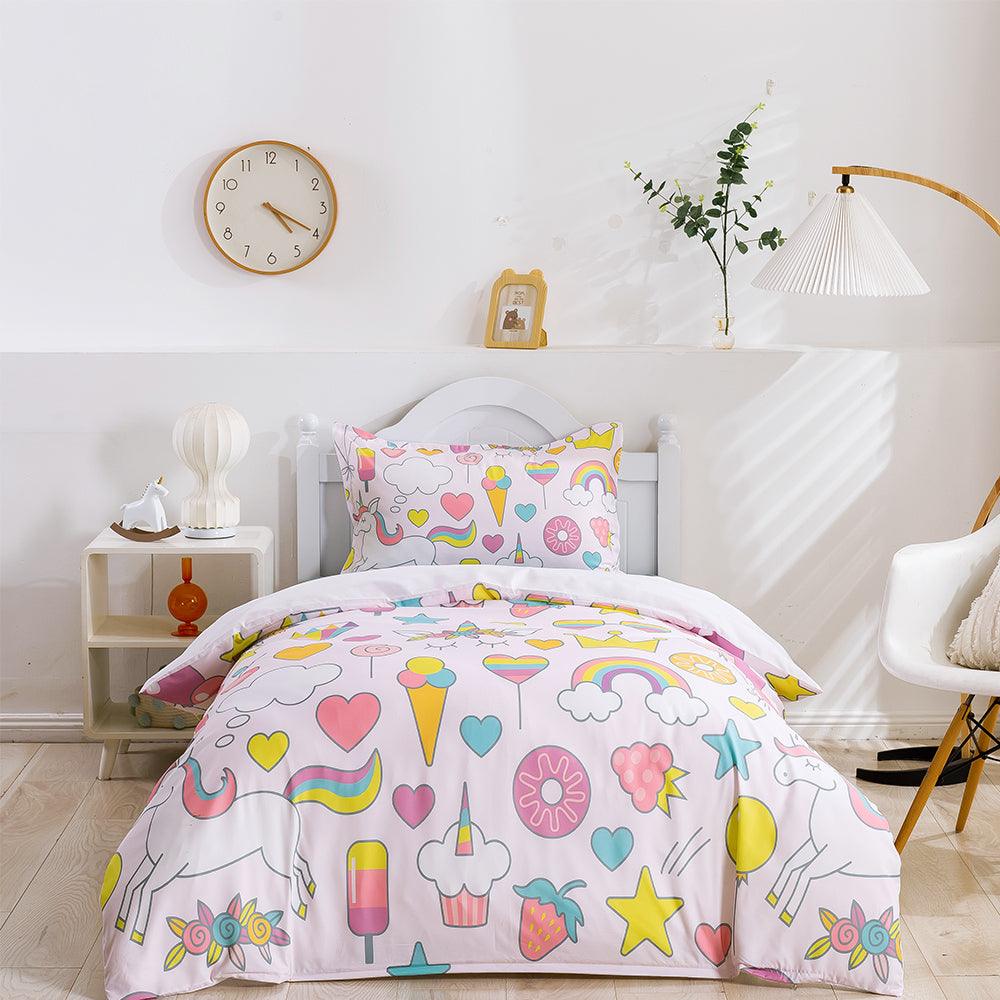 3D Cartoon Ice Cream Donut Quilt Cover Set Bedding Set Duvet Cover Pillowcases 233