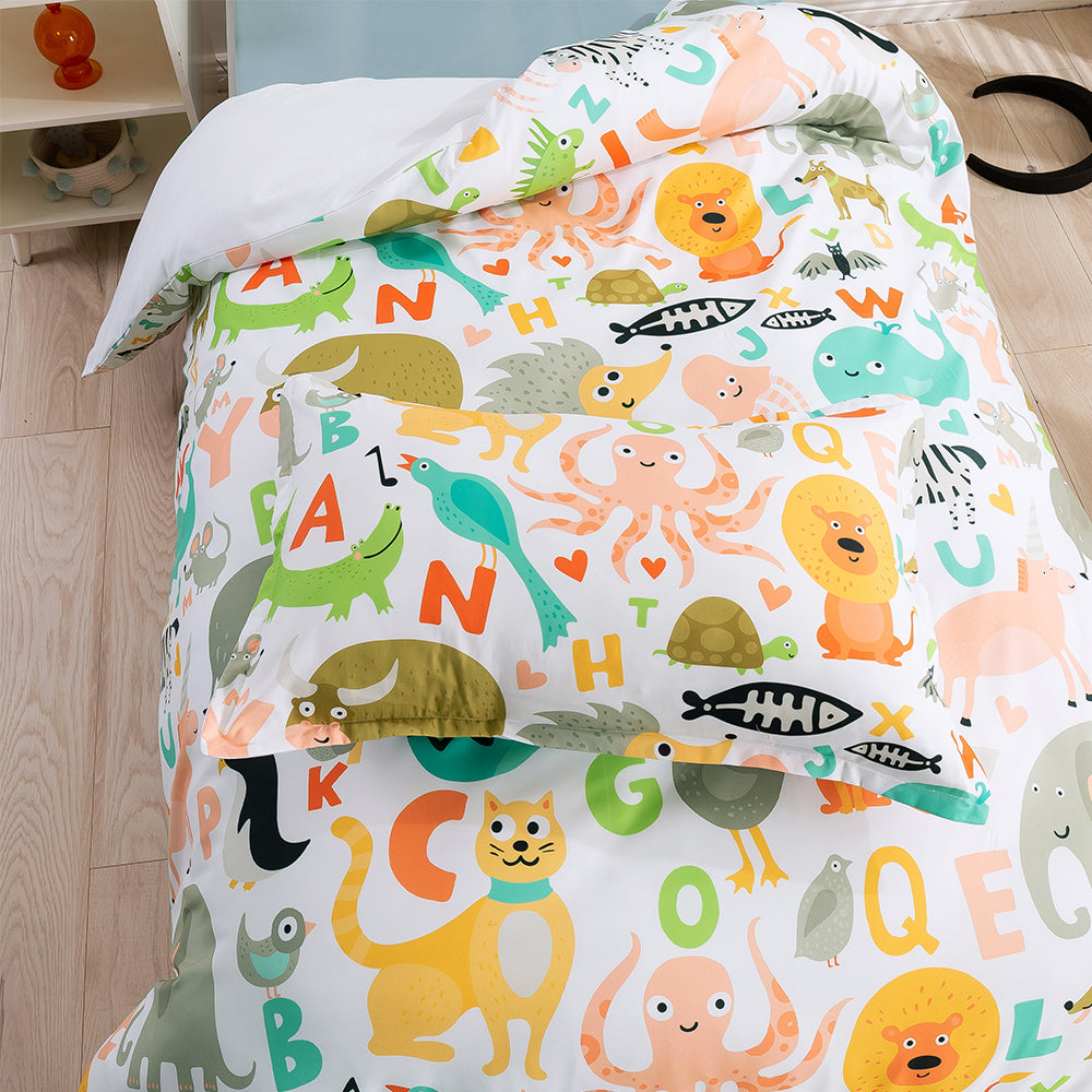 3D Alphabet Animals Cartoon Quilt Cover Set Bedding Set Duvet Cover Pillowcases 55