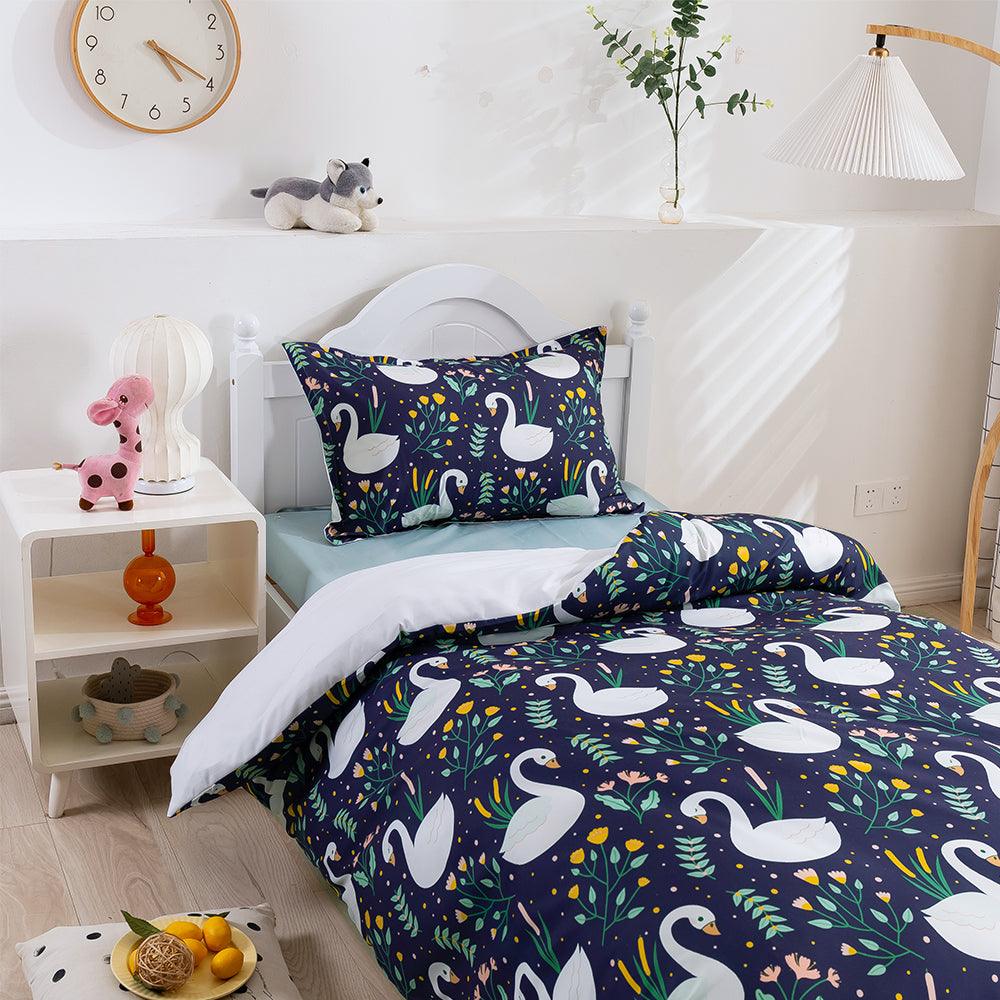 3D Cartoon Animal Swan Floral Quilt Cover Set Bedding Set Duvet Cover Pillowcases 242