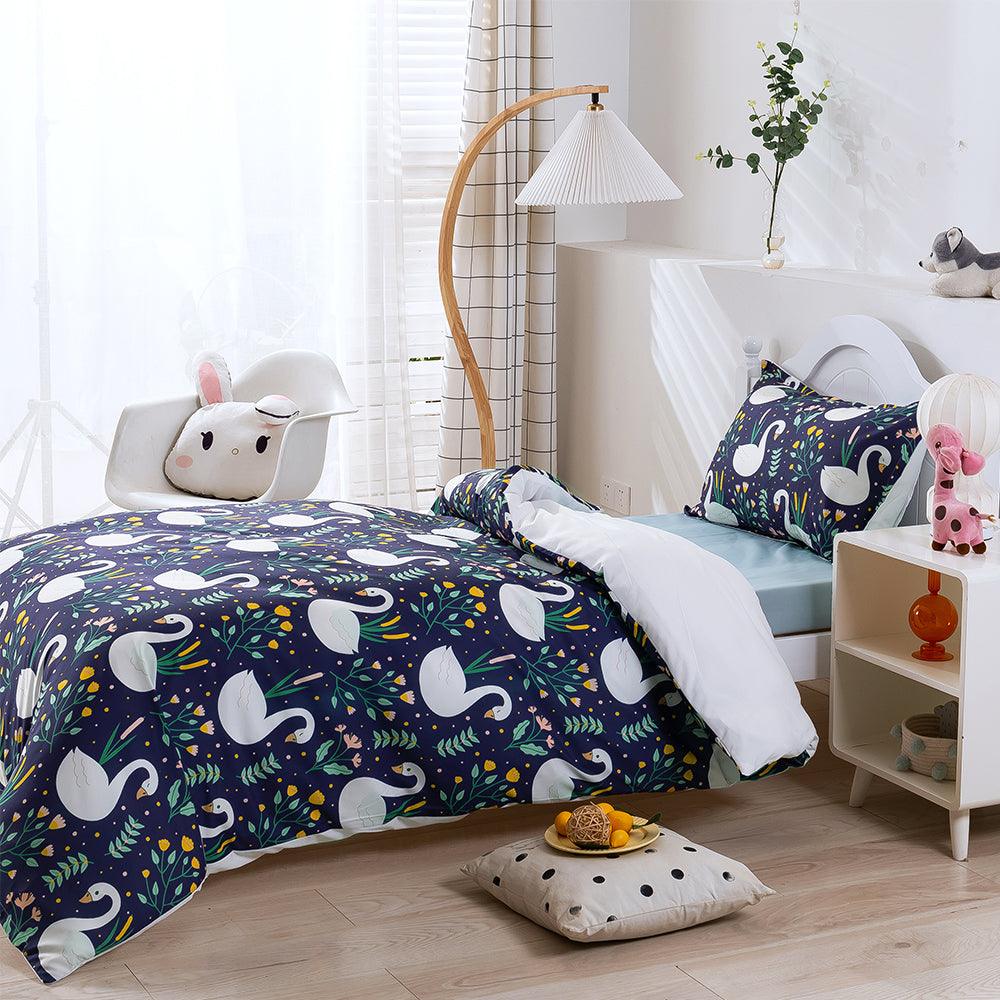 3D Cartoon Animal Swan Floral Quilt Cover Set Bedding Set Duvet Cover Pillowcases 242
