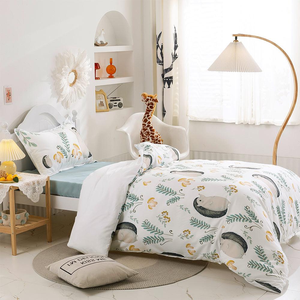 3D Cartoon Animal Hedgehog Leaf Quilt Cover Set Bedding Set Duvet Cover Pillowcases 247
