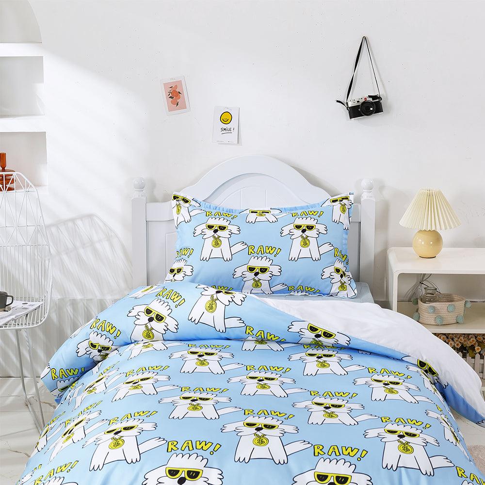 3D Cartoon Animal Dog Blue Quilt Cover Set Bedding Set Duvet Cover Pillowcases 469