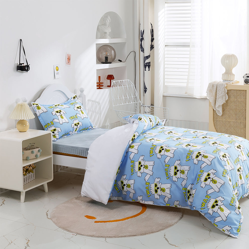 3D Blue Dog Cartoon Pattern Quilt Cover Set Bedding Set Duvet Cover Pillowcases 320