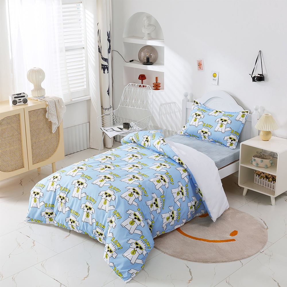 3D Blue Dog Cartoon Pattern Quilt Cover Set Bedding Set Duvet Cover Pillowcases 320